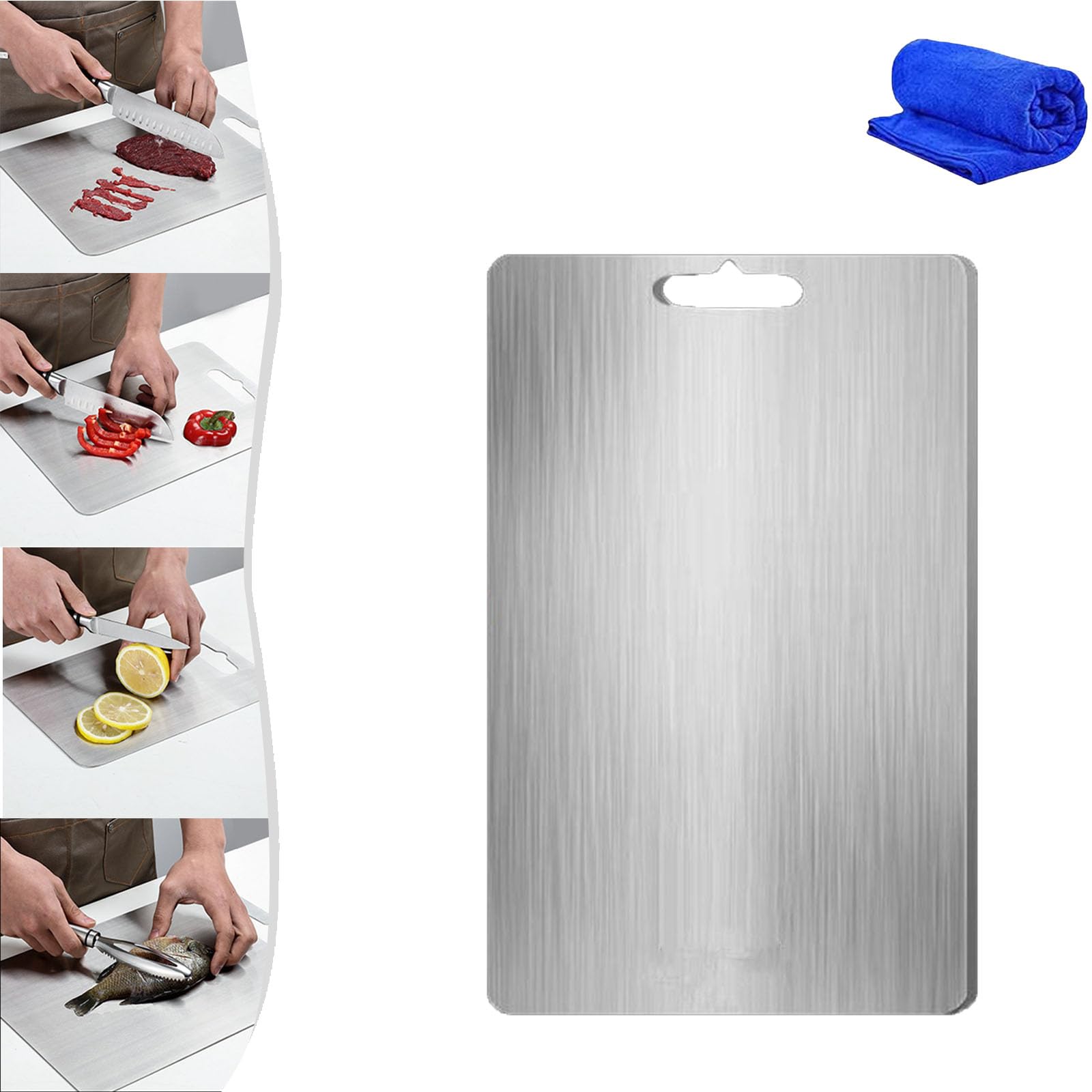 Tagliere In Titanio Per Cucina Tagliere In Titanio Set Taglieri Acciaio Inox 3 Pezzi - Doppia Faccia Per Cucina Set Taglieri 3 Misure Tagliere Acciaio Inox