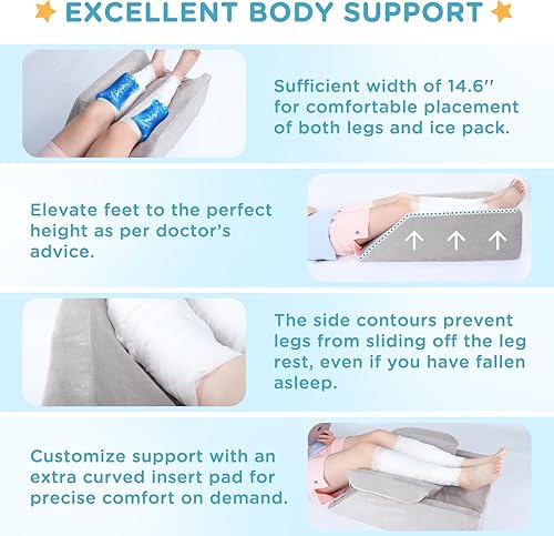 Miniatura 2 de DREAMANIA Almohadas de elevación de piernas para después de la cirugía, almohadas ajustables para las piernas, almohadas de elevación de pies de