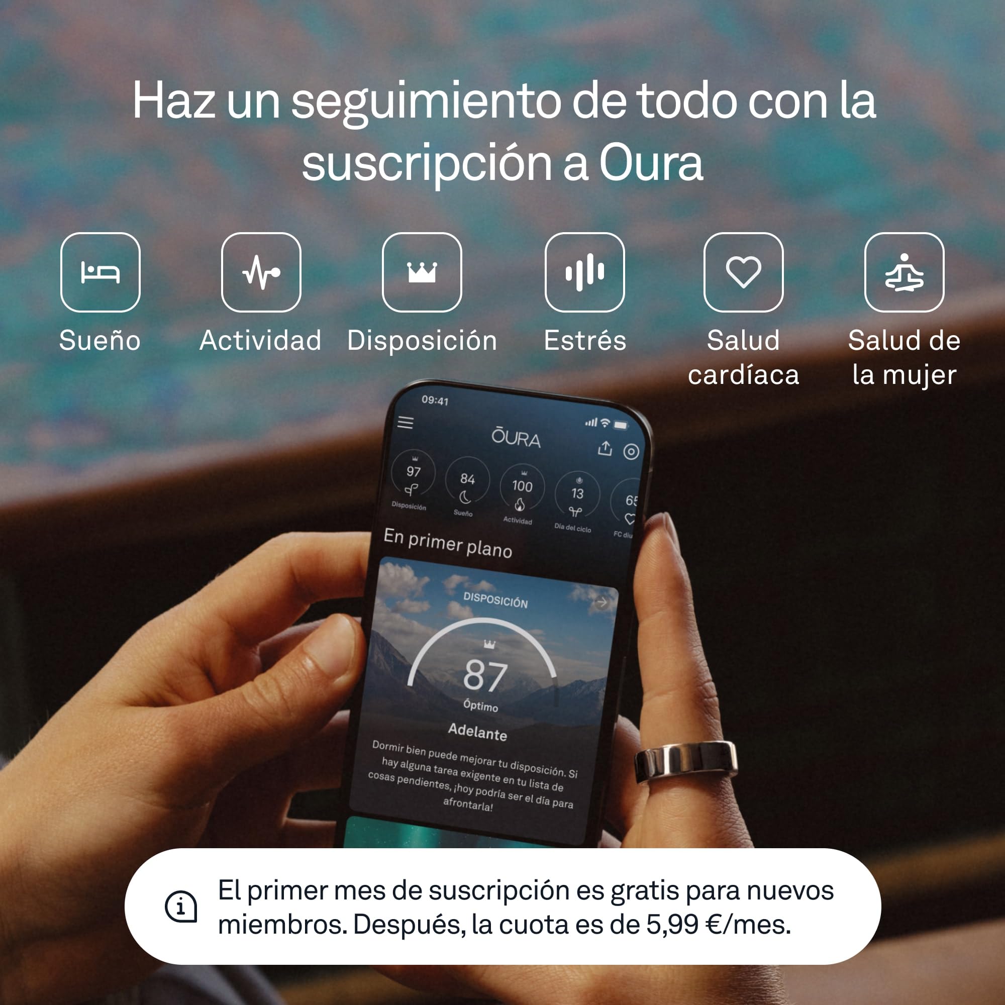 OURA Ring 4 Anillo Inteligente - Stealth - Talla 7 | Averigua tu Talla con el Kit de Tallaje Ring 4 | Monitoriza el sueño, la FC, el estrés y más - hasta 8 días de autonomía