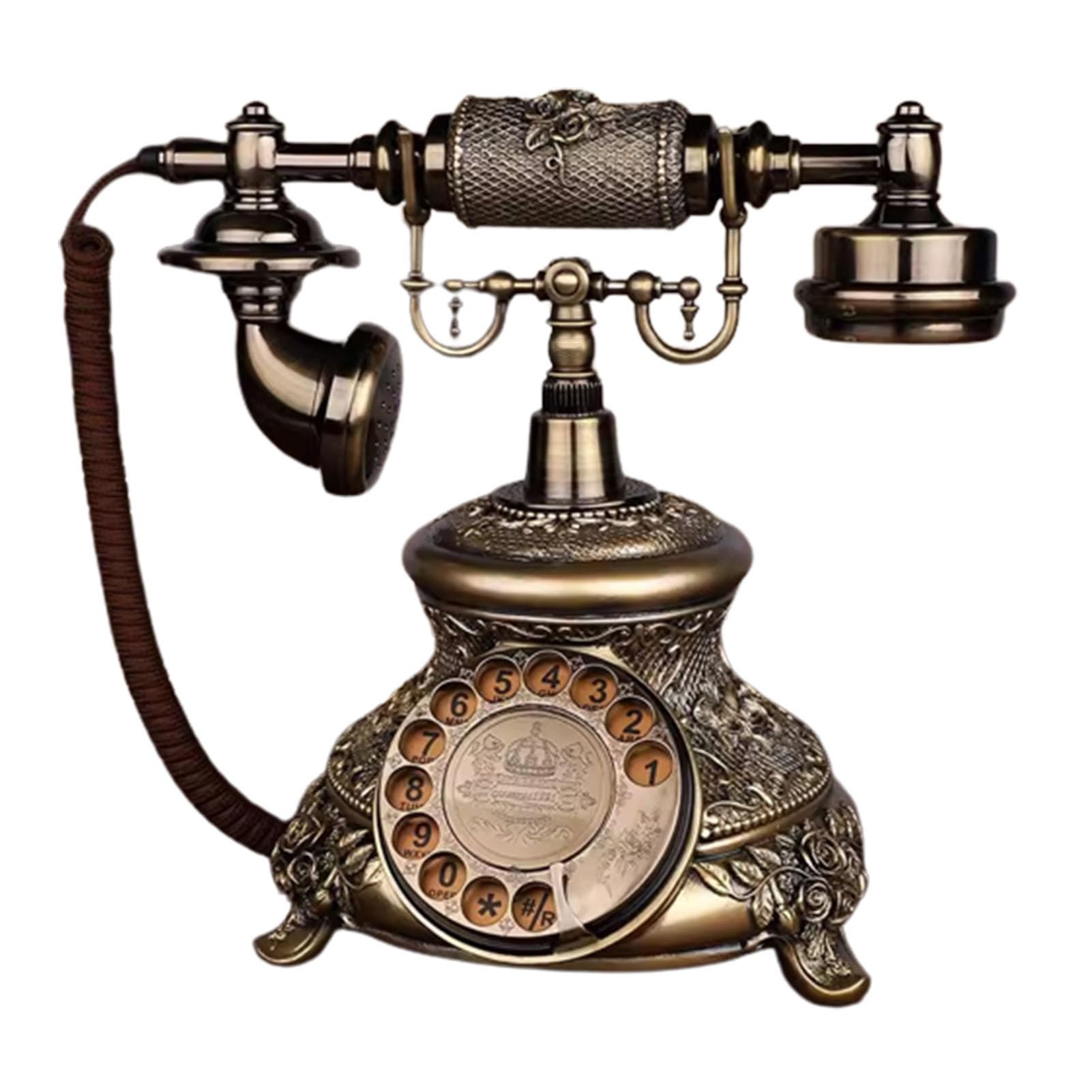 HJMMWT Telefon vintage, staromodne telefony stacjonarne do domu, biura, biurka, retro przewodowe z mechanicznym dzwonkiem
