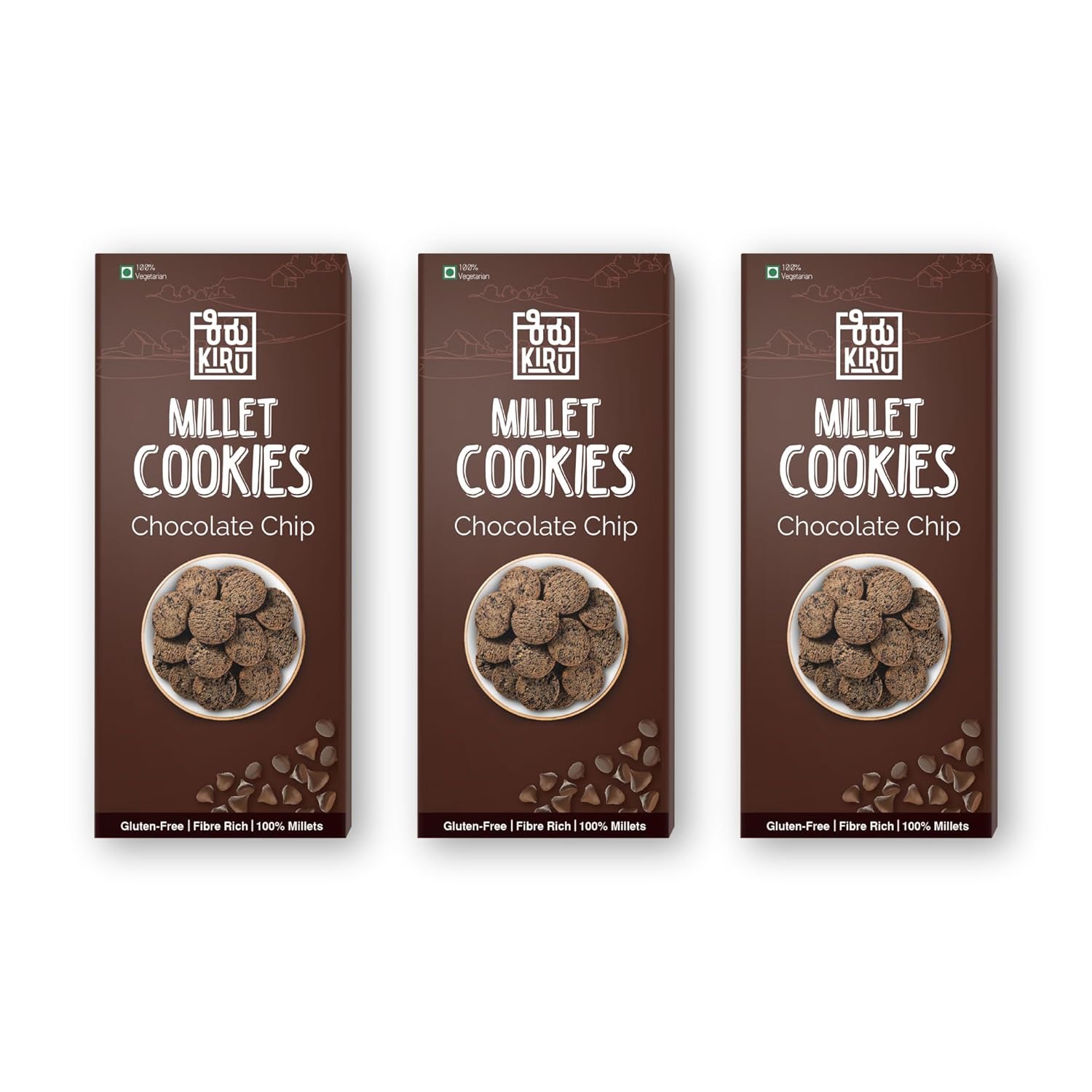Kiru Millet Choco Chip Cookies Delicious Crunchy Chocolate Cookies Healthy Millets Snack (Pack
