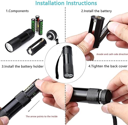 Miniatura 10 de Optimal Shop Paquete de 6 luces UV negras 9 luces LED antorcha para exteriores etc paquete de 6