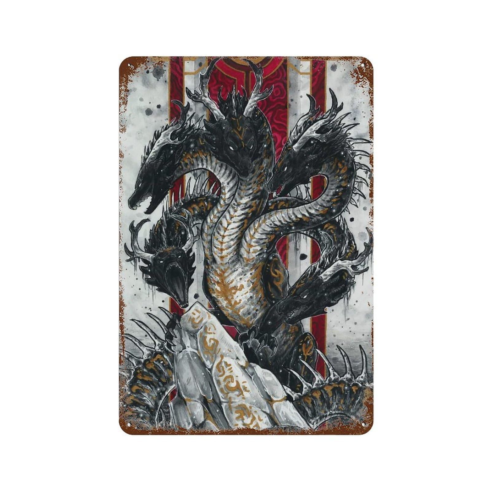 Garage Style Hydra Rustic Tin Plaque 11.8"x7.9", Classic Wall Plaque for Bar And Workshop