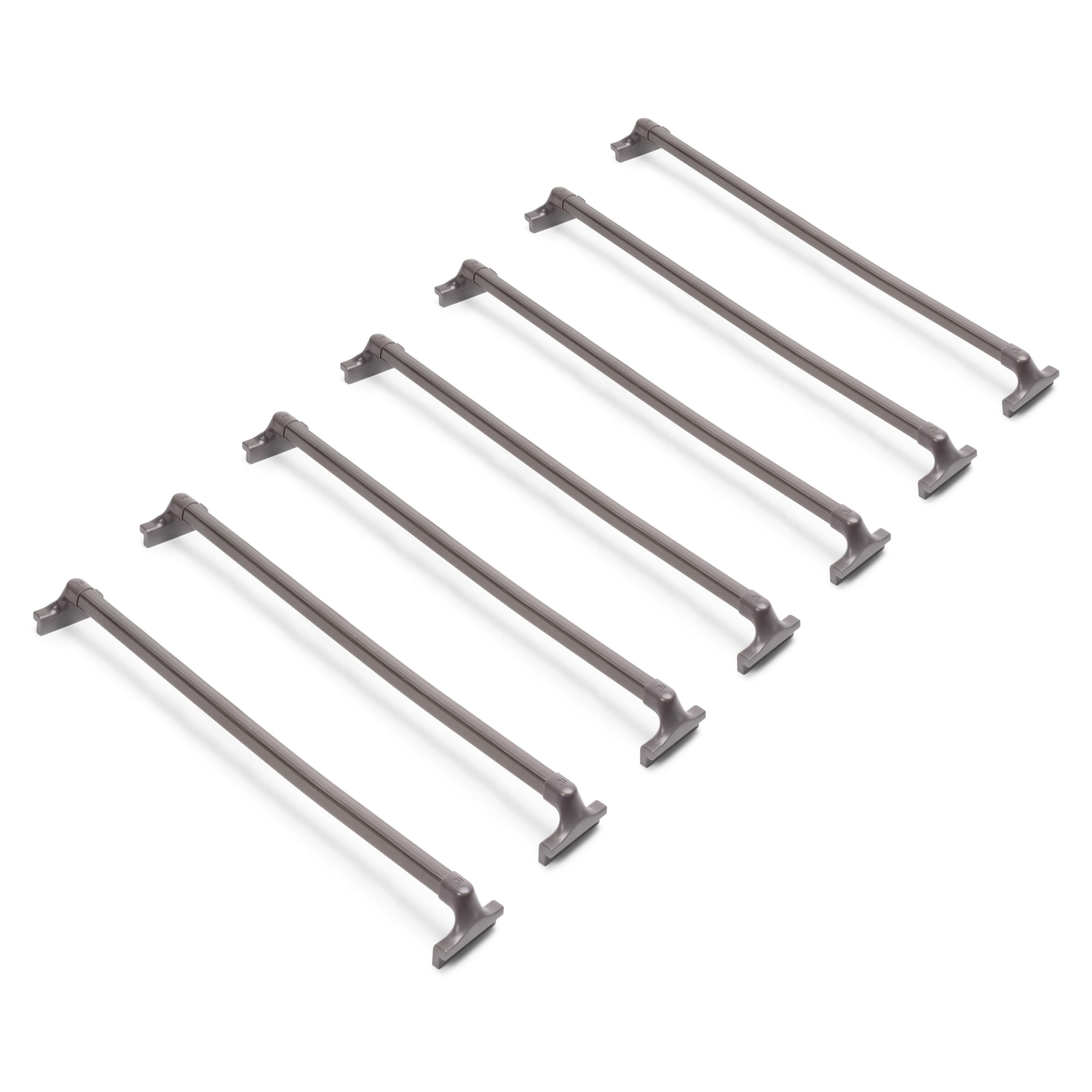 Emuca - Lote de 7 Varillas pantalonero para armarios y vestidores Quartz, Plástico y Aluminio, Titanio