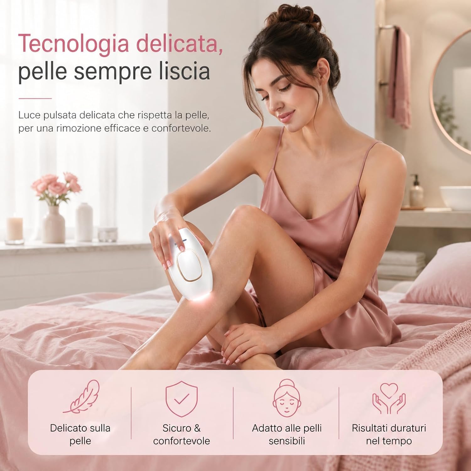 Solippy Luce Pulsata,Depilatore Laser Professionale Per Uso Domestico, Facile Da Usare, Adatto A Viso E Corpo (Bianco)