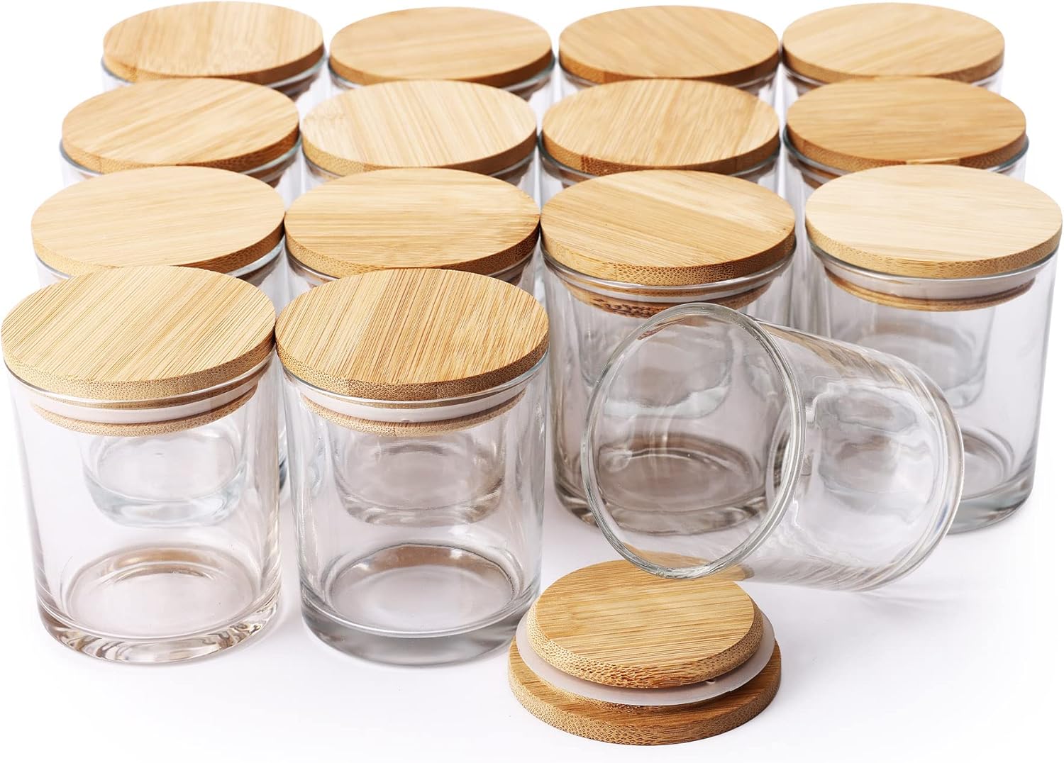 15 Pack, 7.5 OZ Thick Glass Candle Jars with Bamboo Lids for Making Candles, Empty Candle Tins with Wooden Lids, Bulk Clean Candle Containers - Dishwasher Safe : Arts, Crafts & Sewing
