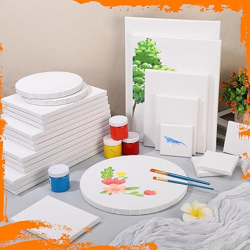 Miniatura 4 de Qilery Multipack de 48 lienzos estirados para pintar, 4 x 4, 5 x 7, 8 x 10 pulgadas, 9 x 12 pulgadas, 11 x 14 pulgadas, 12 x 16 pulgadas, 12 x 12