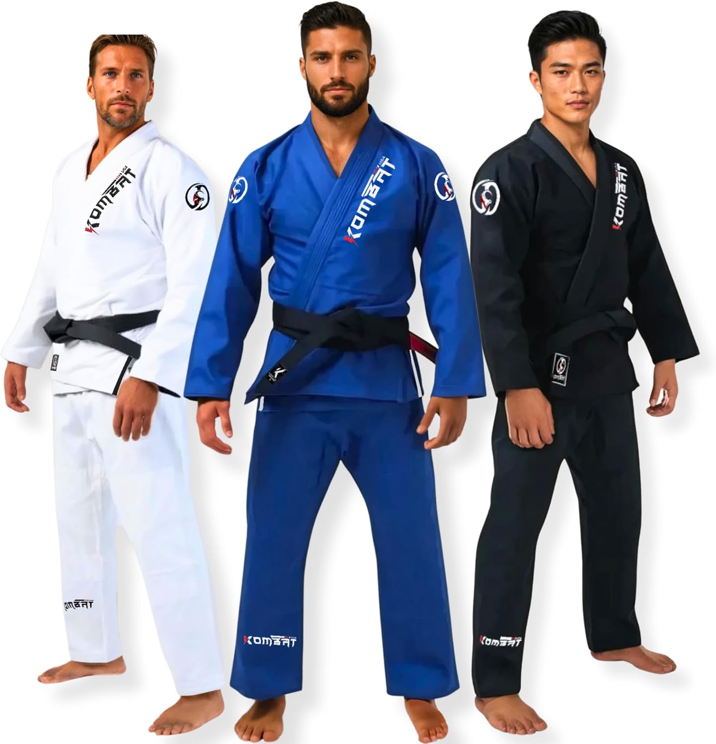 KOMBAT USA FEARLESS BJJ GI for Men W/Preshrunk IBJJF Approved Kimono BJJ Jiujitsu Gi & Free Belt (Special Size Guide)