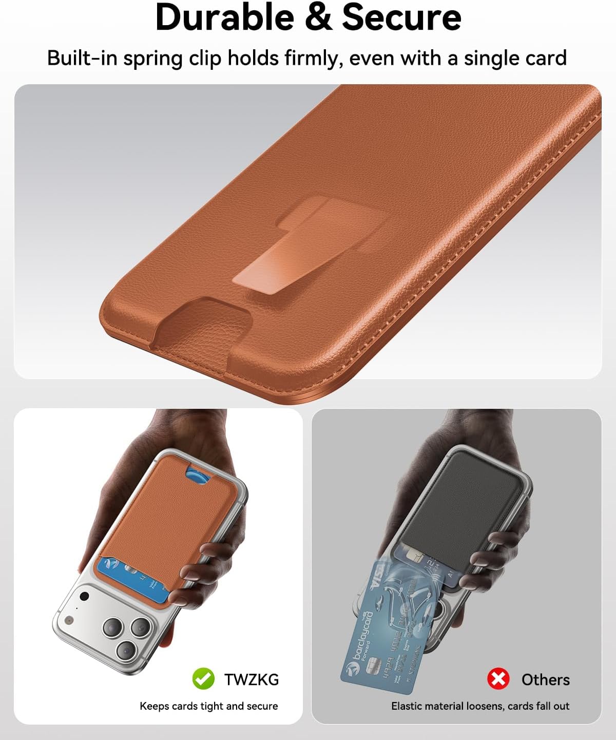 for MagSafe Wallet, 3 Cards Holder, Slim Magnetic Phone Wallet for iPhone 17/16/15/14/13/12 Pro Max Plus Air Series,RFID Blocking Vegan Leather,Brown - Image 4