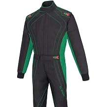 Adult Karting Suit Lace/Rally One Piece Cordura Suit Go Kart Racing Suit Black & Green, S