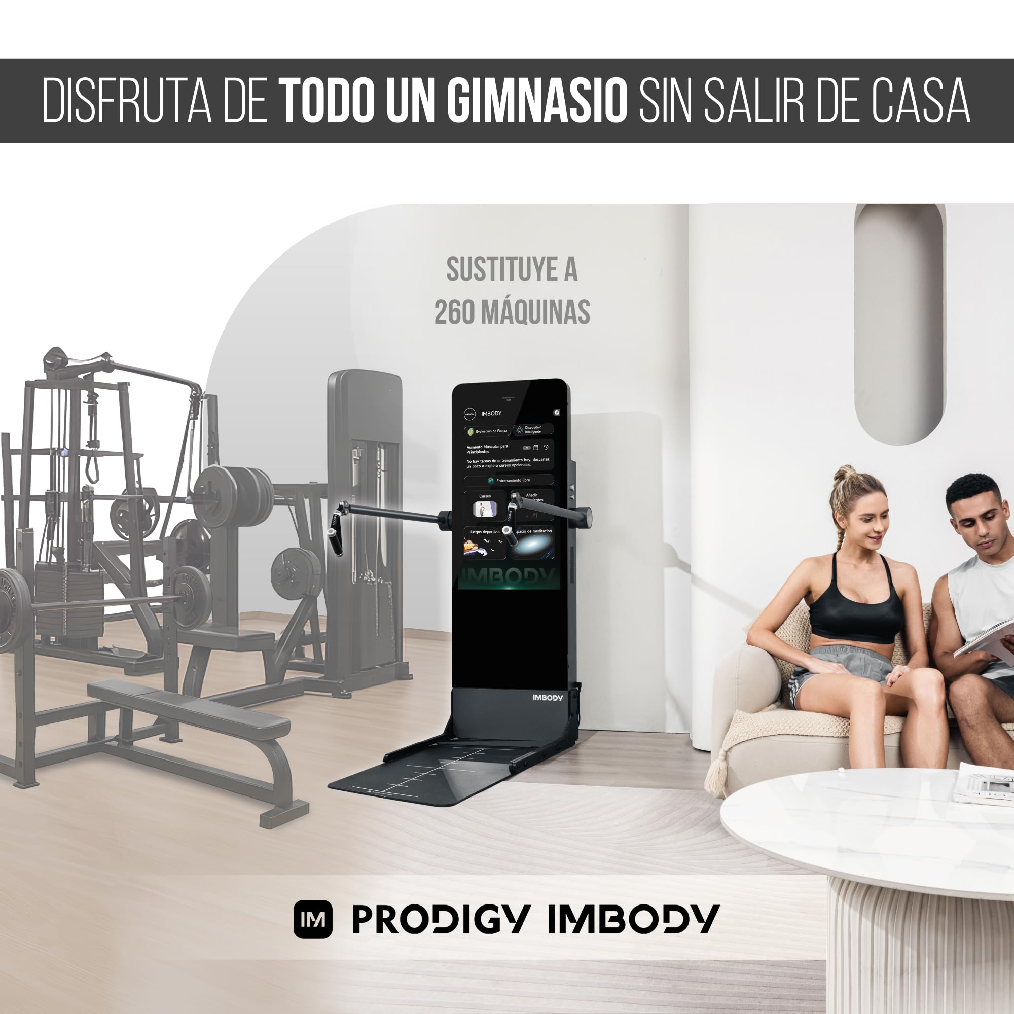 Power S Pro – Gimnasio en Casa Inteligente con Pantalla 43”, Multiestación 120 kg, 650 Entrenamientos, Spotter IA y Remo; Equivale a 260 Máquinas
