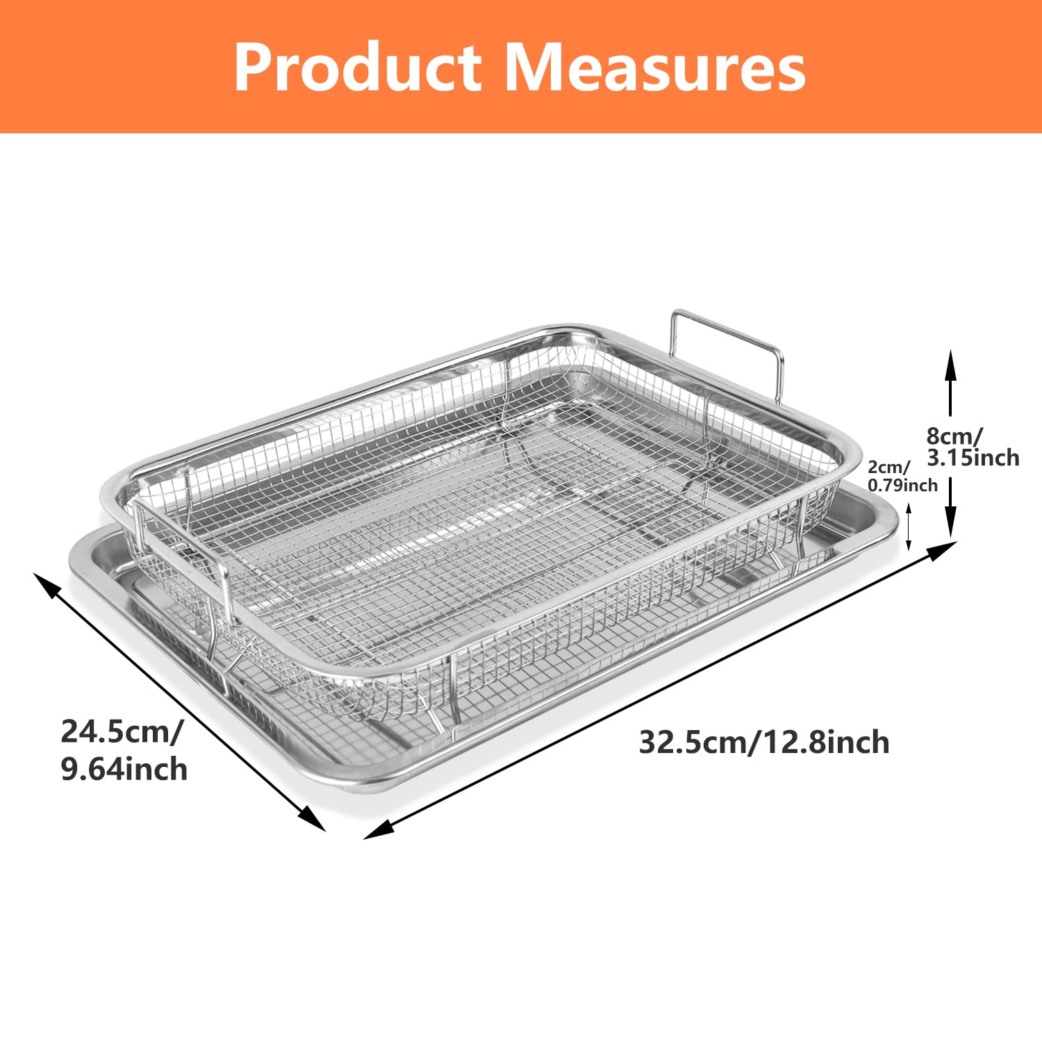 SZMDLX Air Fryer Basket for Oven, Air Fryer Basket and Tray for Oven, Oven Air Fryer Tray Baking Pan Rack, Air Fryer Basket and Tray Set Crisper Tray with Oven Mitts & Tongs,Baking Tray with Basket