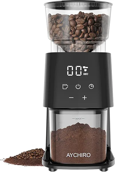 AYCHIRO Burr Coffee Grinder Electric, Adjustable Burr Mill with 30 Grinding Settings, Coffee Bean Grinder with Touchscreen, 2-12 Cups