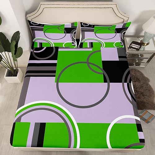 Vista 89 de Juego de sábanas modernas de tamaño Queen, color amarillo, gris y negro, juego de sábanas geométricas a rayas para niños, niñas, niños y Multi 039