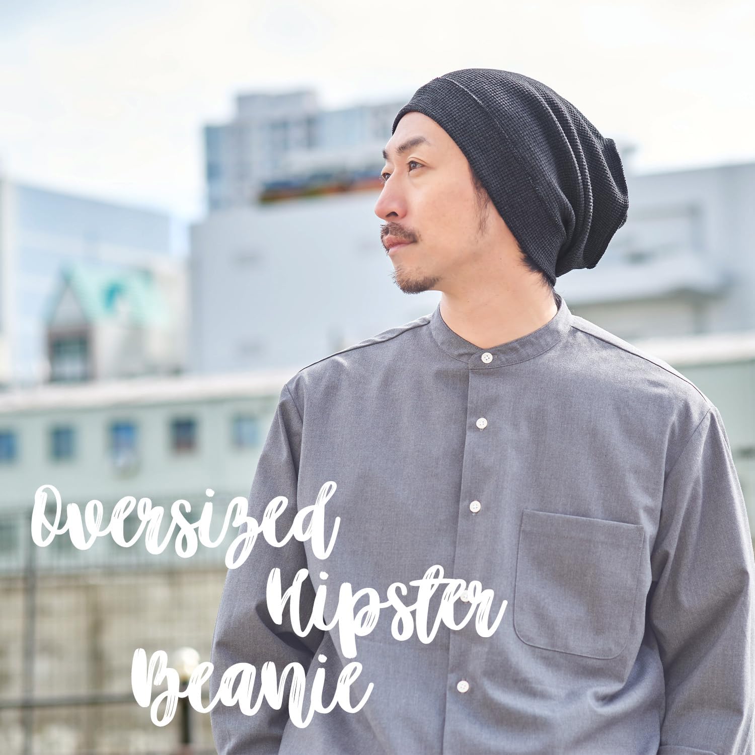 Oversized Beanie for Men & Womens Hipster Hat, 100% Cotton Reversed Summer Long Beanie for All Seasons - Image 2