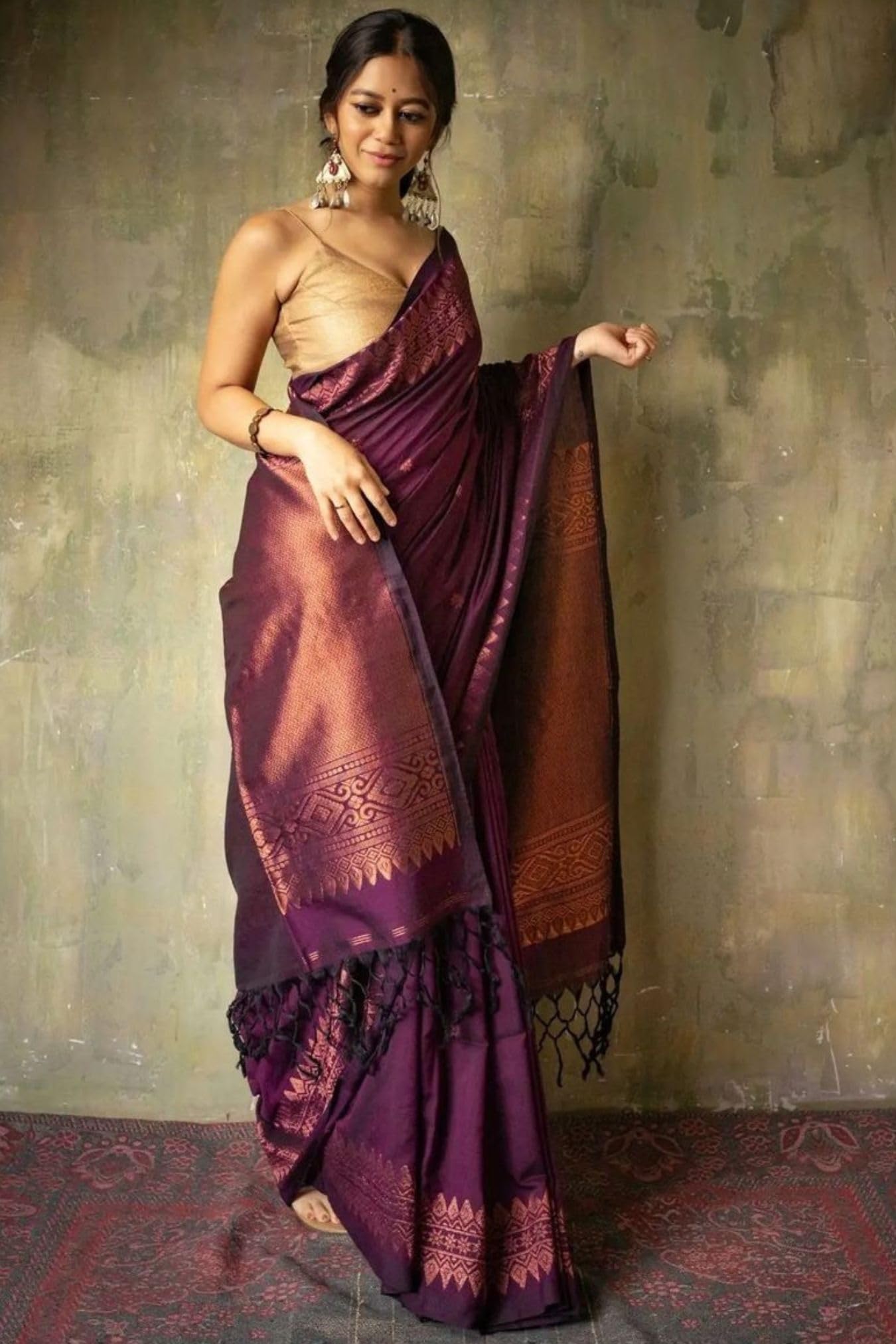 SGF11 Women's Kanjivaram Soft Cotton Linen Silk Saree With Blouse Piece product image 4