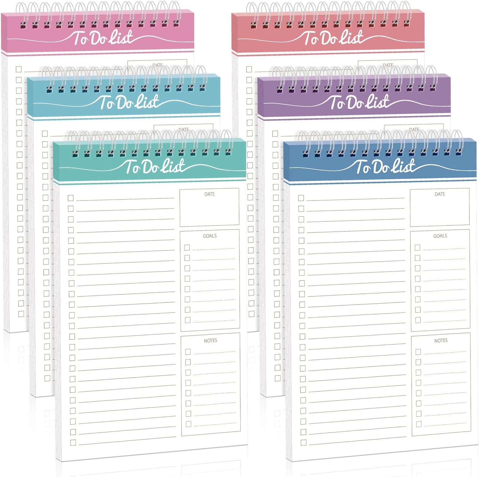 Spiareal 6 Pads Daily to Do List Notepad Spiral to Do List Notebook Daily Planner Notepad Undated to Do Planner 30 Sheets Tear Off Task Checklist Notepad for Work School Office (Classic)