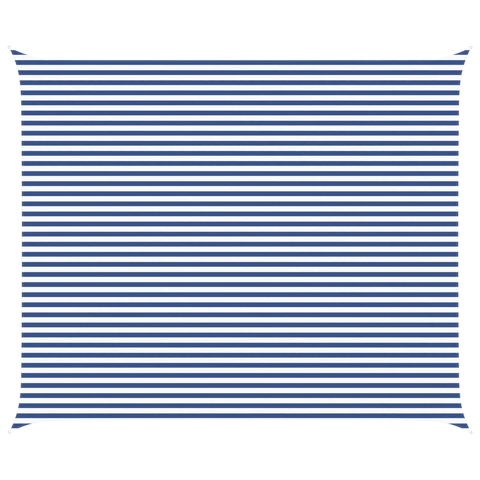 6x5m Rectangular Sun Shade Sail Polyester Blue White | Equipped with stainless steel D-rings and weather-resistant fabric, ideal for patios, gardens, and outdoor camping.