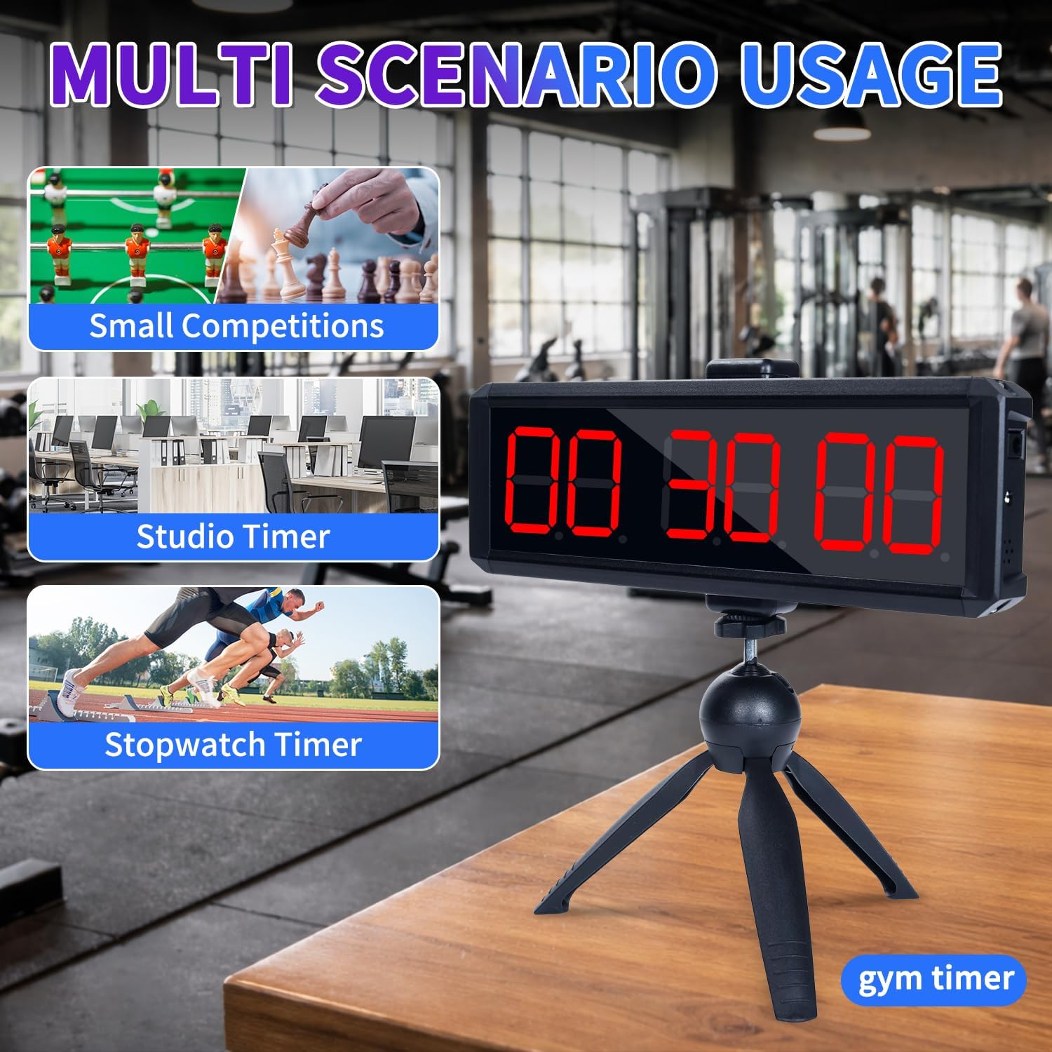 Large Stopwatch with Start/Stop Button、LED Digital Timer with Stand、360° Press Button、Stopwatch for Obstacle Course、Fitness Clock for Home Gym、Interval Timer for Exercise (1.5 red)