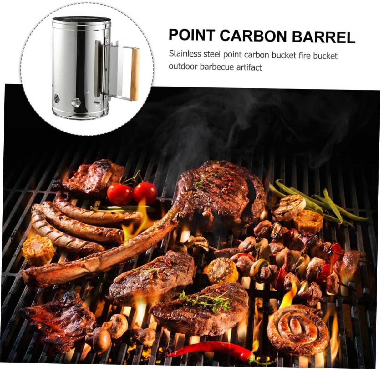 BBQ Ignition Barrel Charcoal Starter for Grill Portable Fire Bucket Insulation Handle Durable and Easy to Use