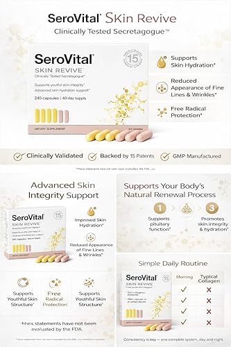 Miniatura 4 de Serovital Skin Revive - Suplemento antienvejecimiento para mujeres - Apoya la hidratación de la piel, energía, salud inmunológica y reducción de