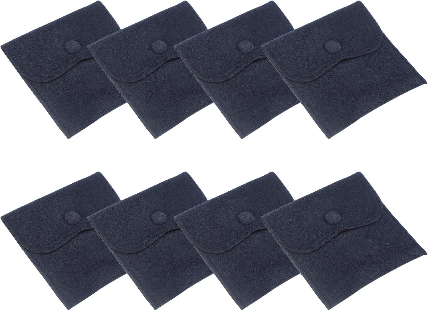 PATIKIL 4x4 Inch Jewelry Pouch, 8 Pcs Soft Velvet Pouches with Snap Button Portable Storage for Rings Necklace Bracelet Earring Watch, Dark Blue