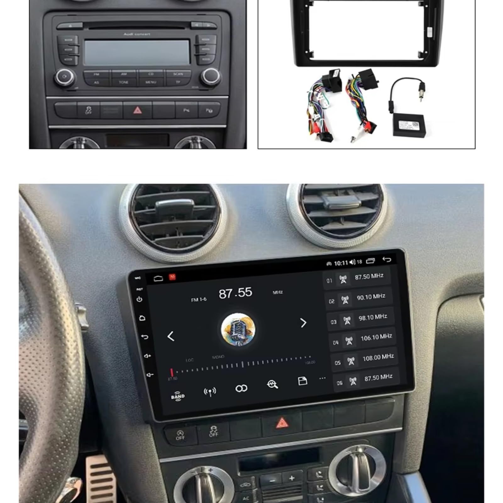 Estrutura painel rádio para A3 para 8P 03-12 Android Embellecedor Canbus Decodificador 9 Pulgadas Radio Estéreo Coche Marco Adaptador Panel Salpicadero