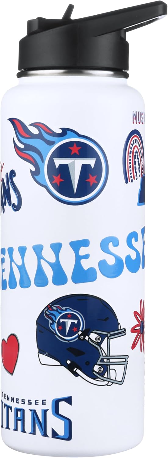 The Memory Company Officially Licensed NFL 34oz Water Bottle - Premium Stainless Steel Double-Wall Insulated, Leakproof Design