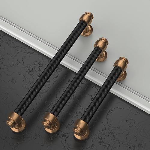 Miniatura 5 de Asidrama Paquete de 10 manijas de gabinete de cocina moleteadas de 7 pulgadas (6.969 in), color negro mate, tiradores de gabinete, accesorios de