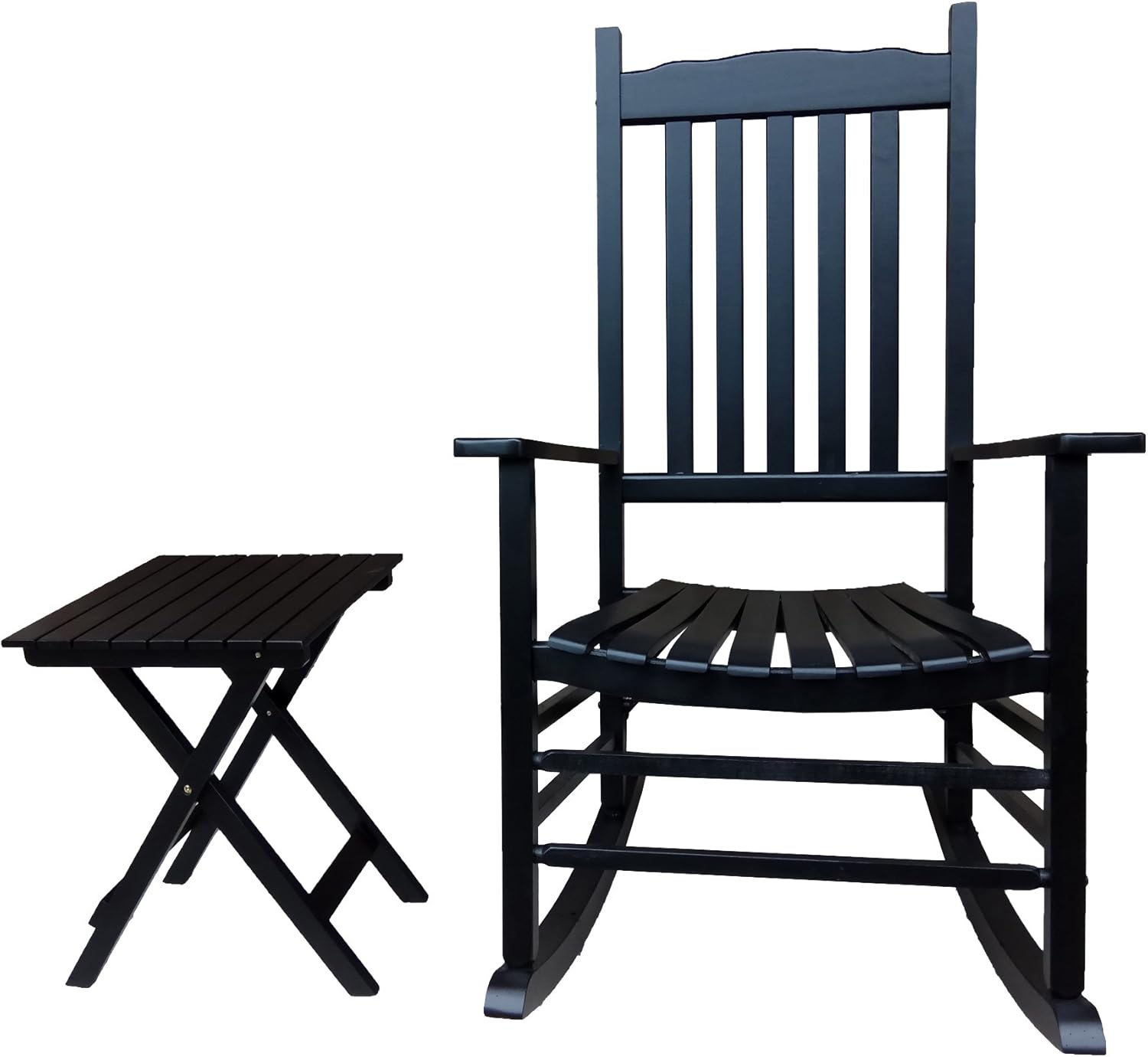 Rocking Rocker - S001BK Black Porch Rocker with Side Table - Set of 2 pcs Good Price!!! : Patio, Lawn & Garden