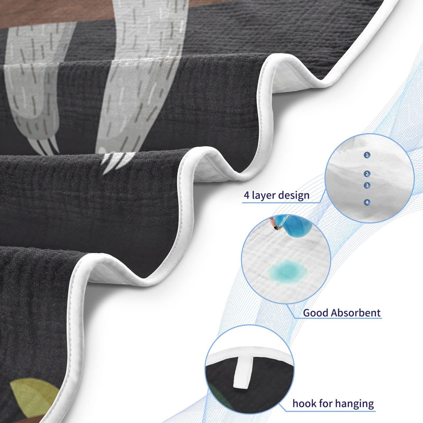 Ceiurey Sloth Baby Boys Girls Bath Towel Follow Your Dreams Hooded Towels Newborn Toddlers Organic Cotton Washcloths Shower Beach Towel 30 x 30 Inch