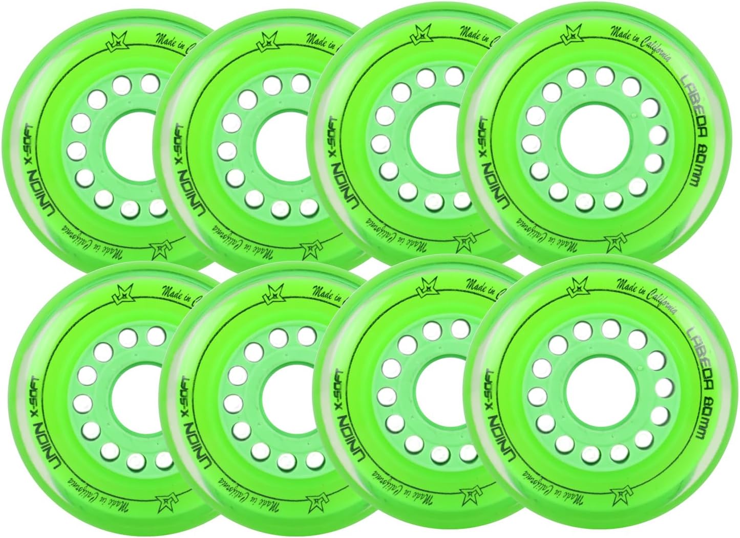 Labeda Roller Hockey Wheels Union Premium Performance Inline Skate Wheel 8-Pack - Choose Size and Color