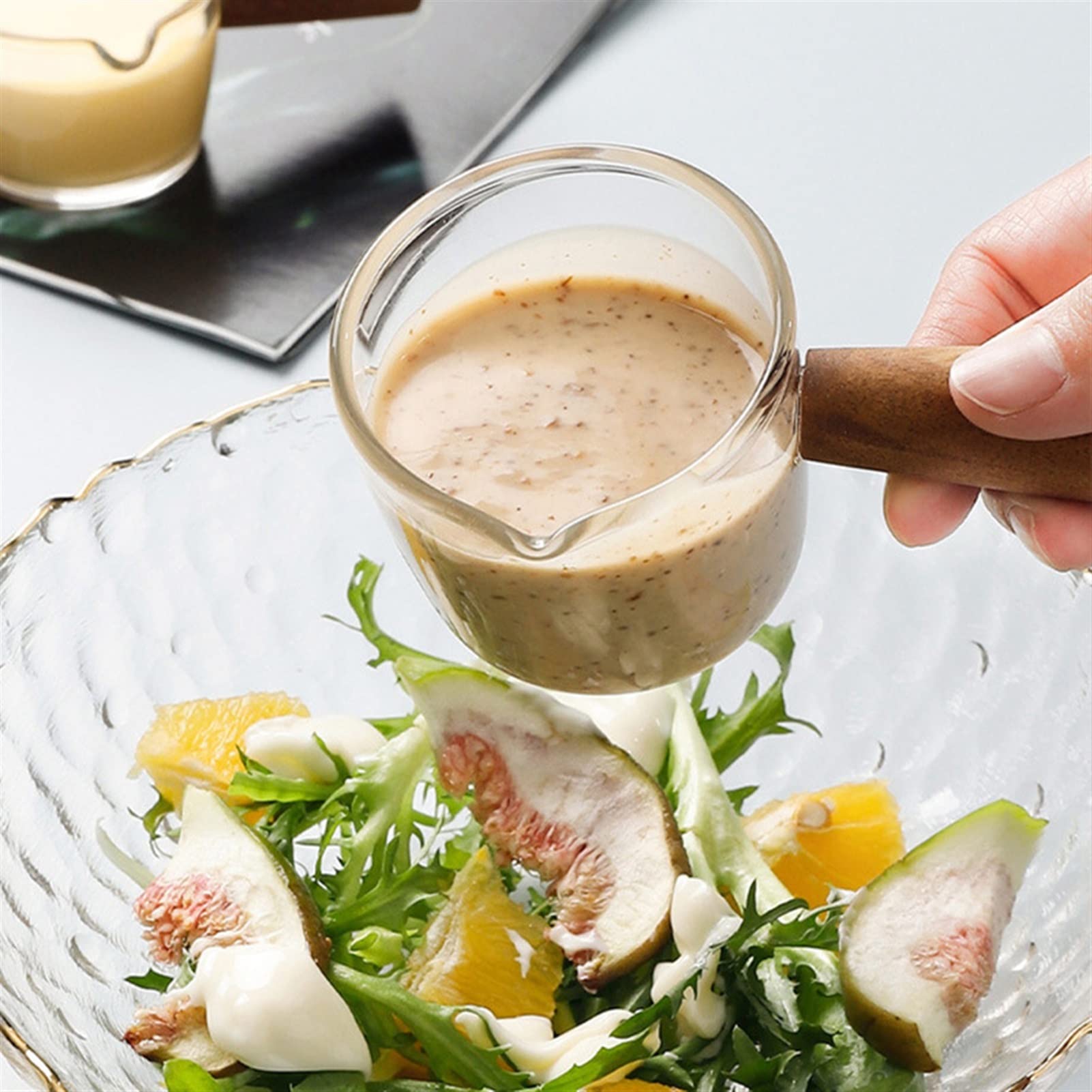 Milchkännchen, Soßenschüssel, Wasserbecher, Milchkännchen, Kaffeesahne, Zucker, Soße, großes Mini-Espressoglas mit Henkel, multifunktionaler Essig