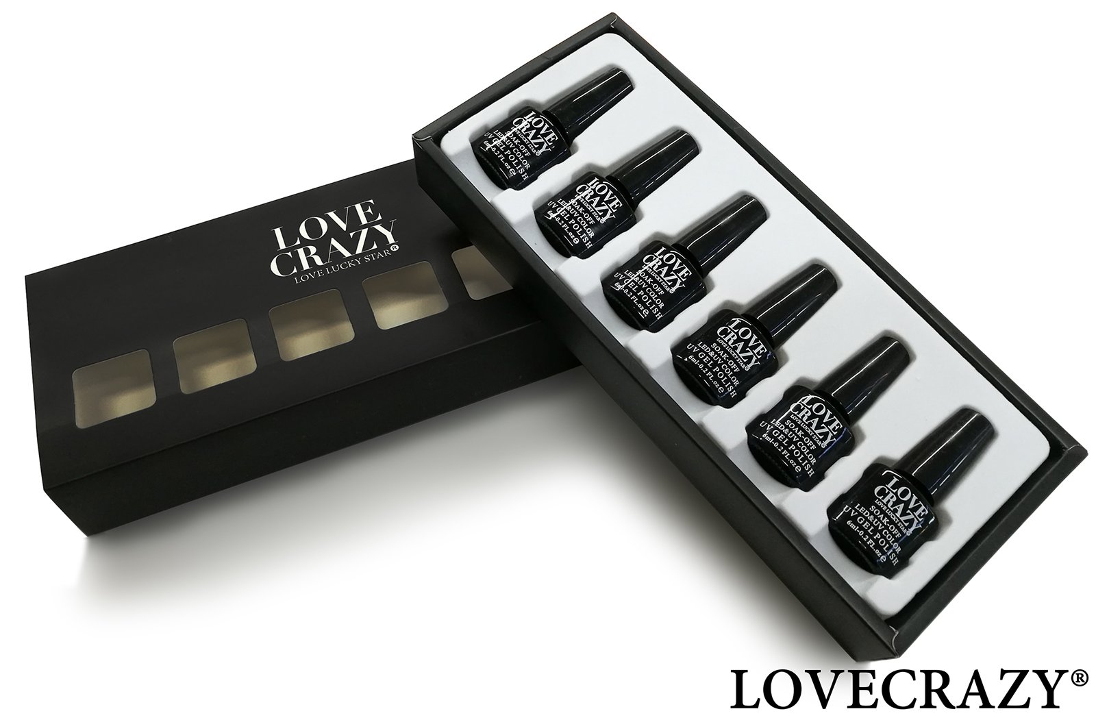 LOVECRAZY® Esmaltes de Gel Semipermanente para Uñas, Paquete de 60 Colores, Base Coat y Top Coat, Lámpara Secador de UV/LED