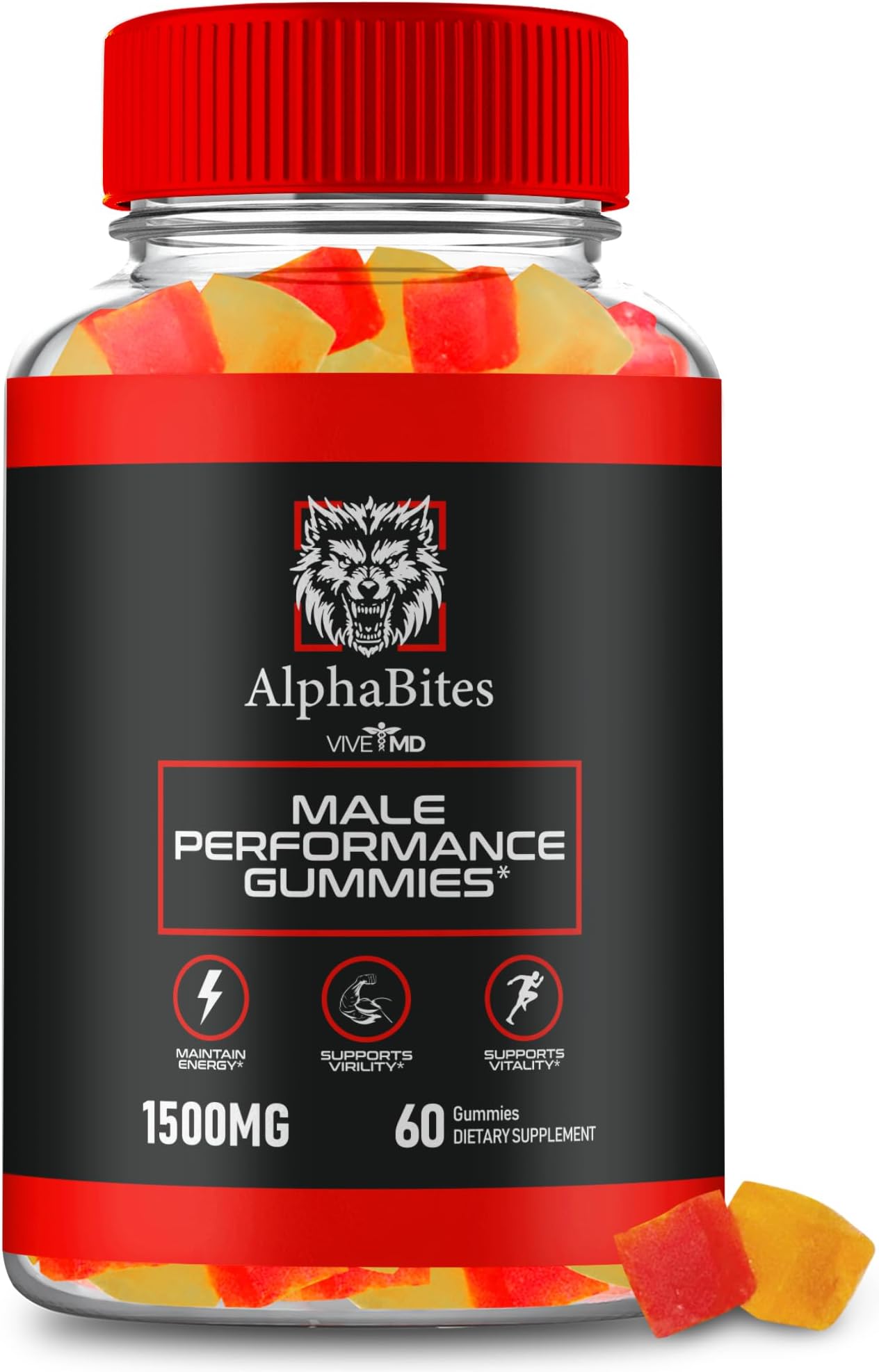 Alpha Bites Gummies, AlphaBites Advanced Formula Max Performance Gummies, All Natural Supplement Extra Strength, Alpha Bites Muscle Growth and Overall Health Support, Alpha Bites Reviews (60 Gummies)