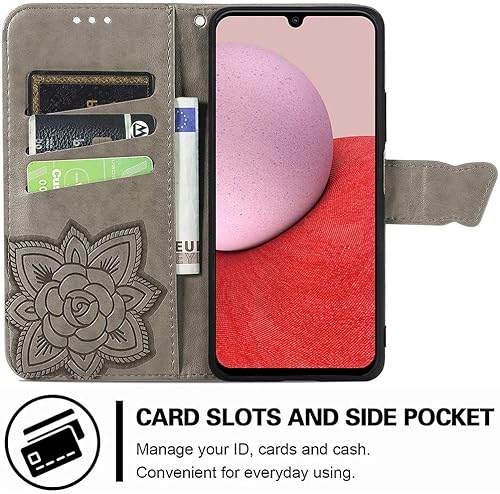 Miniatura 9 de MEUPZZK Funda para Samsung Galaxy A14 5G, funda tipo cartera Samsung A14 5G, piel sintética de alta calidad con diseño de flor de mariposa en