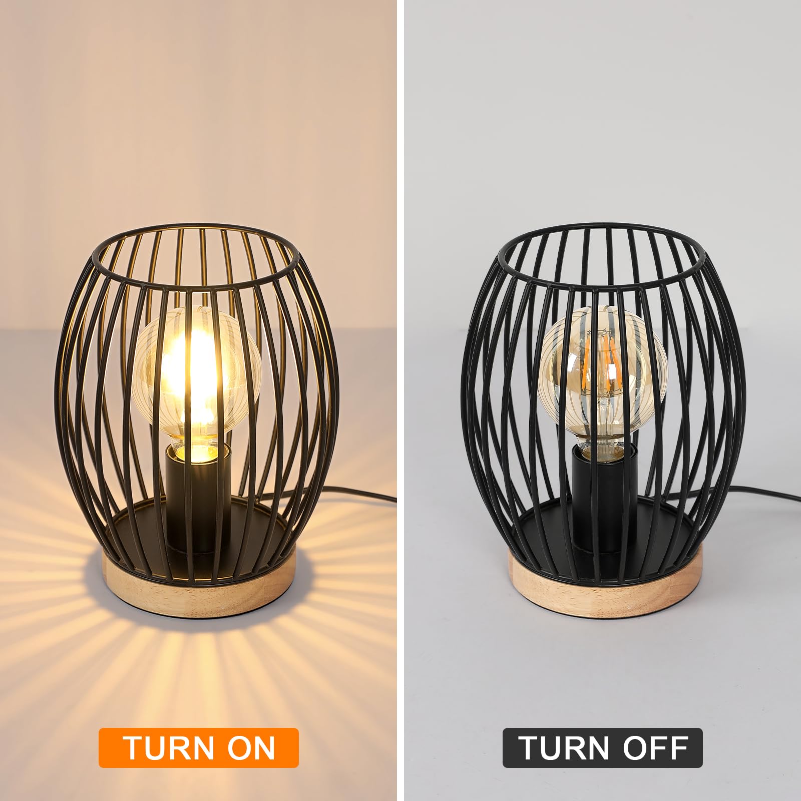 Comely Retro Lampa Biurkowa, Czarna Lampa Nocna Do Żarówki E27, Z Gniazdkiem I Przełącznikiem Do Sypialni Salonu Biura Kawiarni Baru (Bez Żarówki)