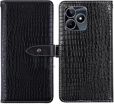 Luxurious Black Cover Synthetic Leather Realme Note 50 6.74 inch Stain Resistant Pouch Silicone Case Stand Leather Card Storage Wallet Protective TPU Silicone Cover Case Folio