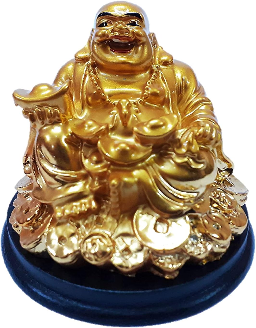 VIRSAA Decorative Showpiece for Car Dashboard Idol, Home Décor Decoration & Gifting Purpose (Coin Buddha)
