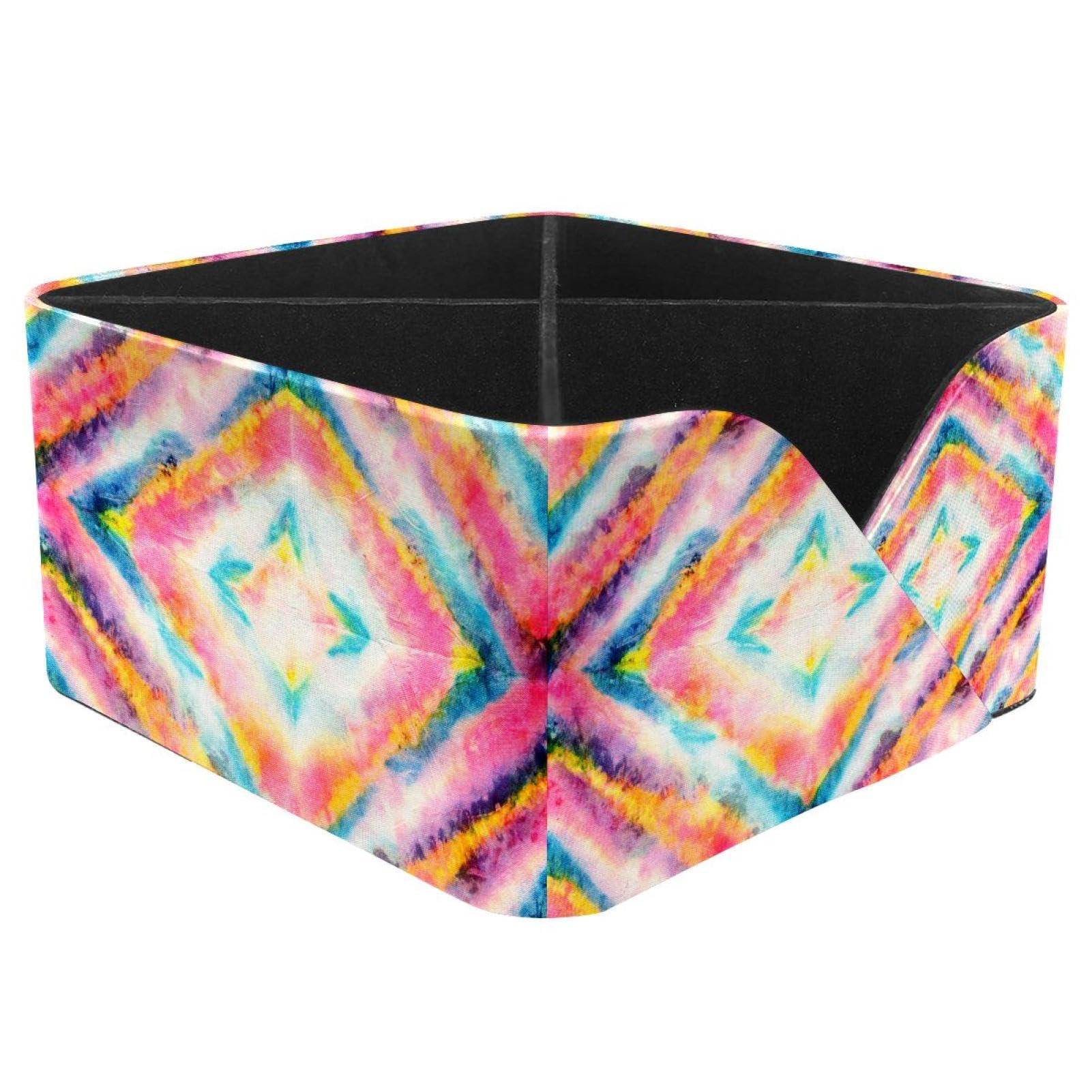 KengjuTesu Tie-Dye Pattern Desktop Organizer Pen Holder, Rectangular Pencil Cup for Office, Study and Makeup Stations