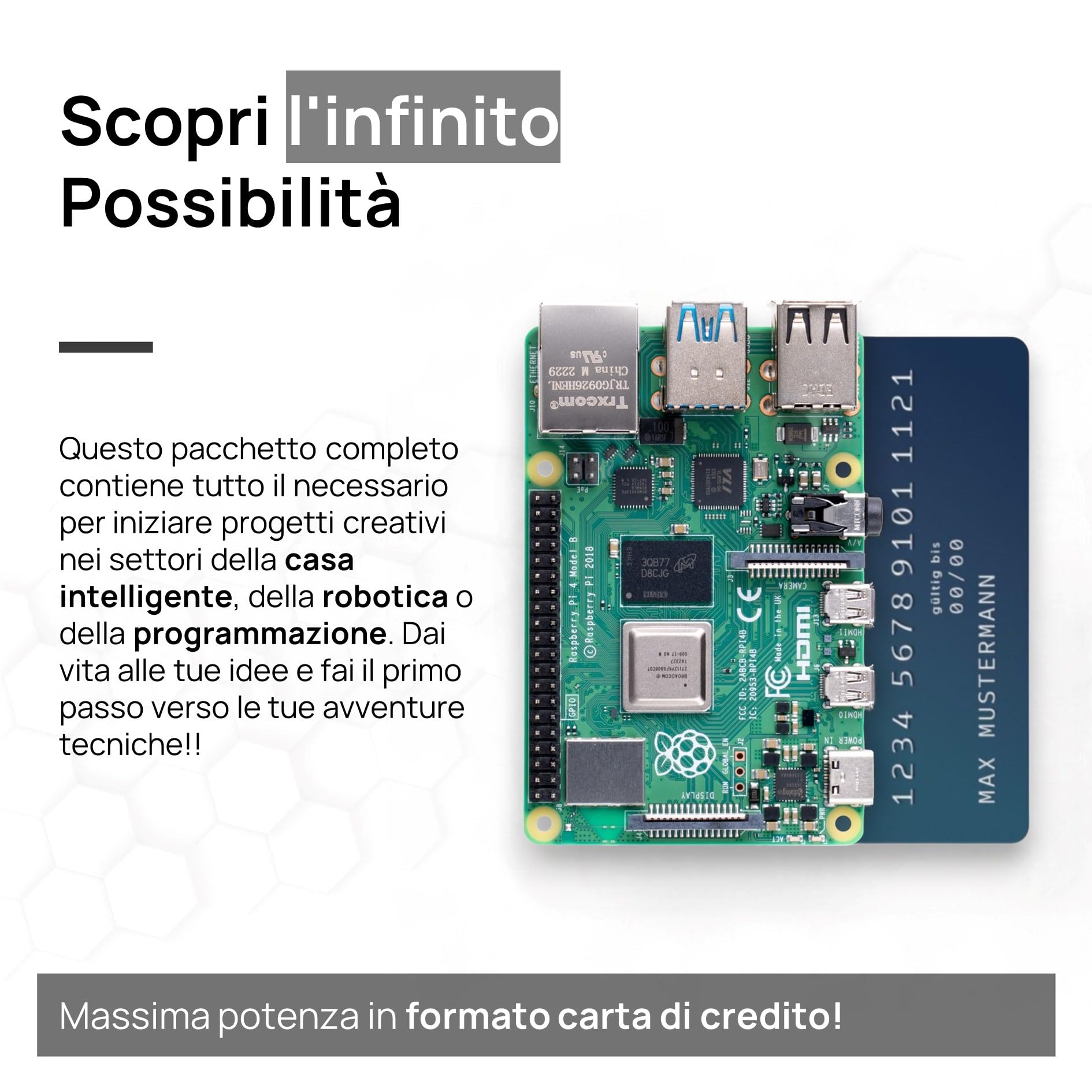db-tronic Raspberry Pi 4 4 GB Starter Kit | Edizione nera da 64 GB | Alimentatore da 15 W | Alloggiamento | Cavo Micro HDMI 4K | Dissipatori | ideale per Home Assistant e la smart home
