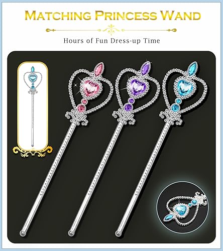 Miniatura 4 de BIBUTY Accesorios de vestir de princesa, corona de princesa para niñas pequeñas, varita tiara de princesa, regalo de juguete para niñas de 3 a 6 años
