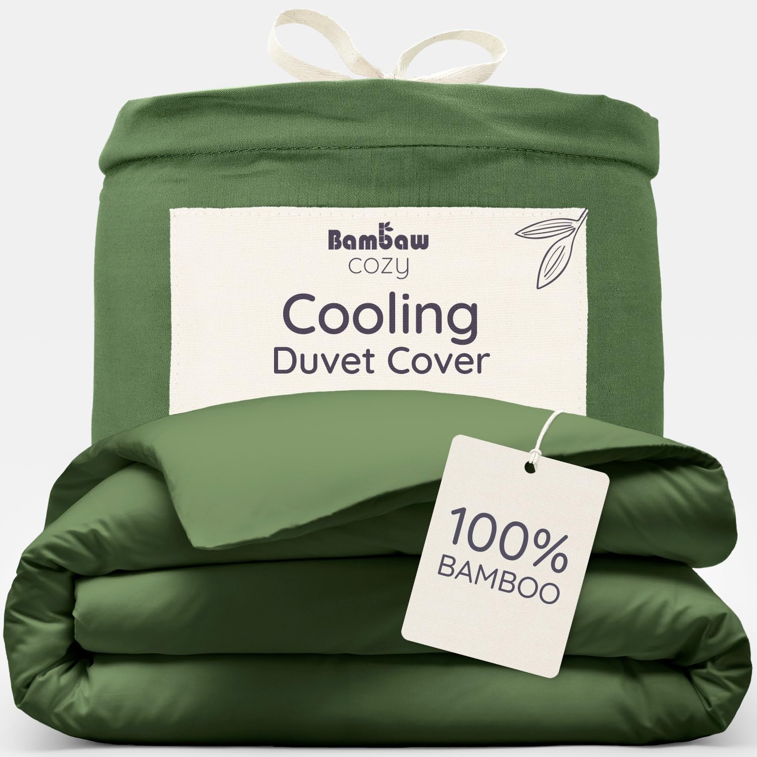 Bambaw Olive Bamboo Duvet Cover King Size, 240X220 Cm, Anti Allergy Duvet Cover, 100% Bamboo Bedding King Size, Breathable & Cooling Bed Sheets For Summer, Antibacterial, Soft Luxury Bedding (Olive)