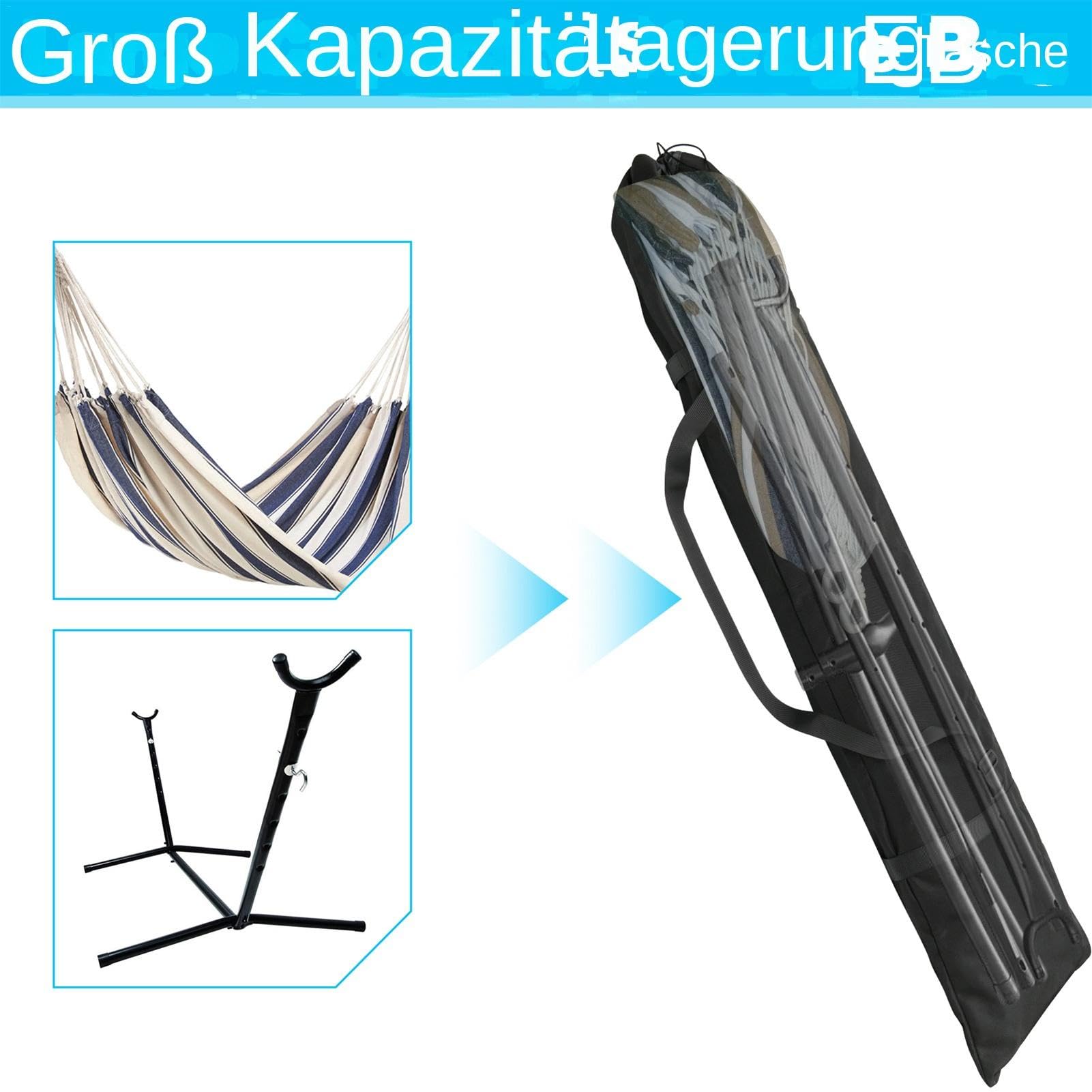 Bolsa de soporte para hamaca, soporte para hamaca de alto rendimiento con mango ajustable, organizador multifuncional y bolsa de alfombras, cordón grande para almacenamiento