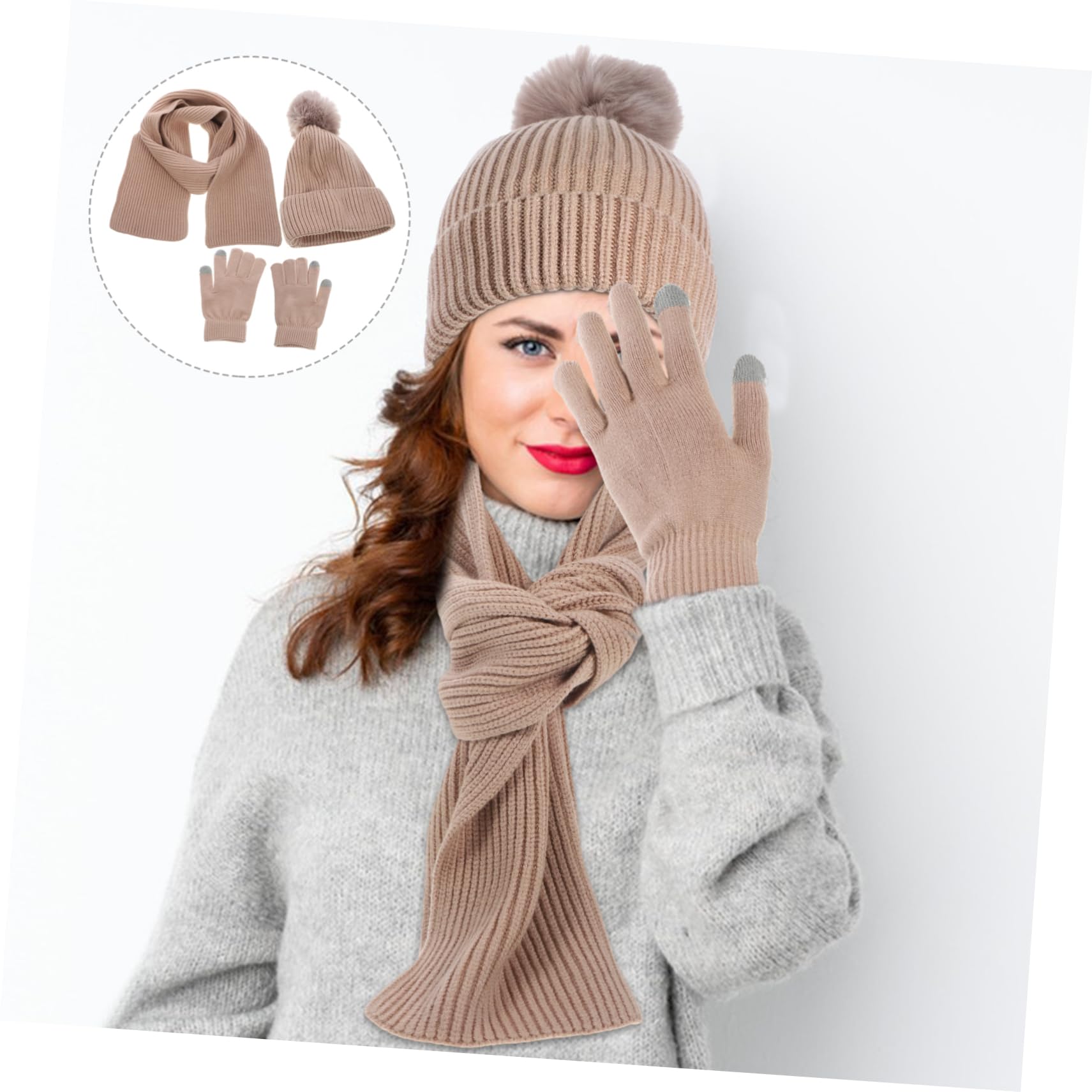 BESPORTBLE Guanti Invernali Cappello Sciarpa Outfit Per Outdoor Touch Screen Materiali Morbidi e Flessibili