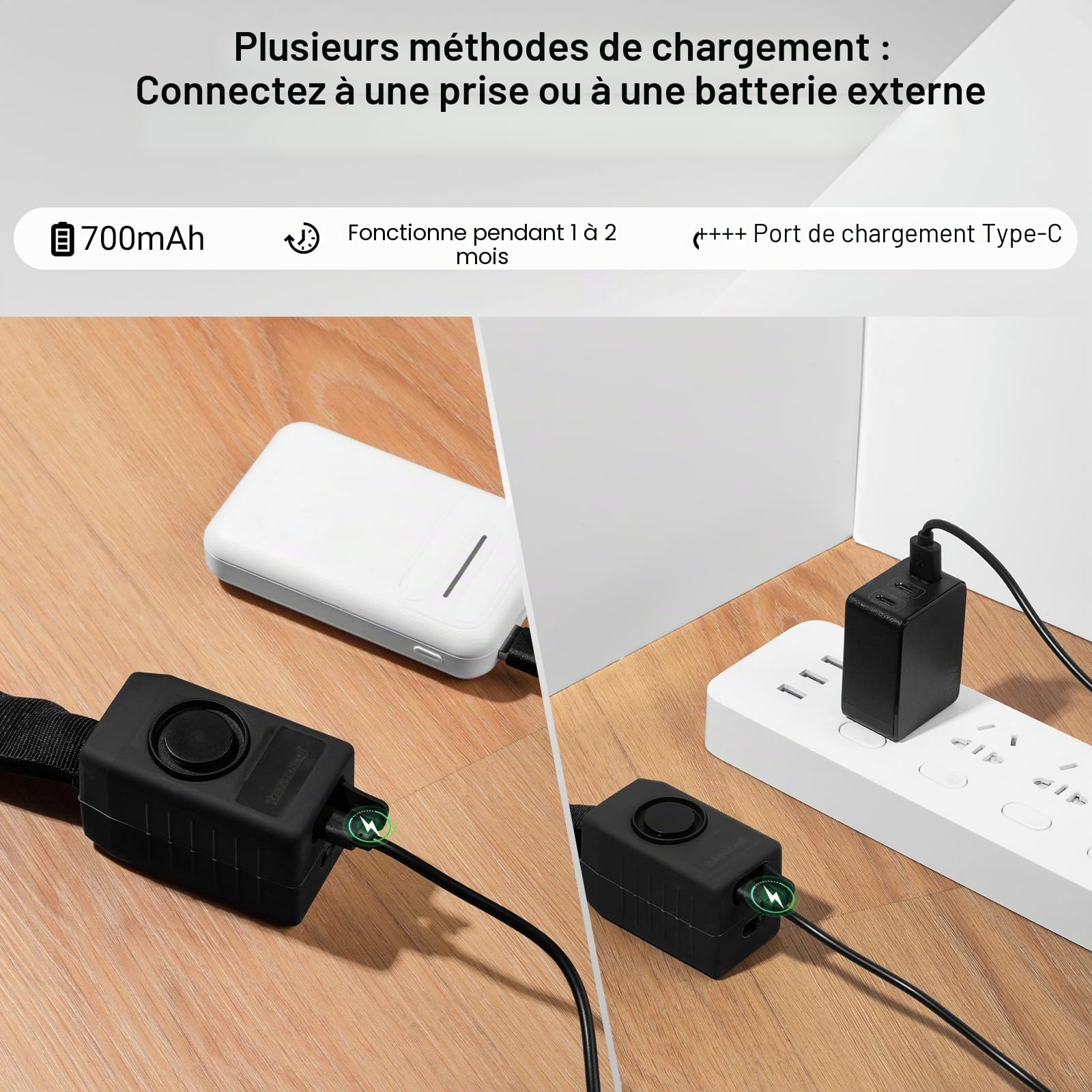 Serrure de vélo avec alarme et serrure de chaîne - Chaîne Anti - Rouille 8mm, Alarme 110db IP65 étanche avec 2 télécommandes, Double chaîne antivol pour vélo, scooter, moto électrique, entrepôt