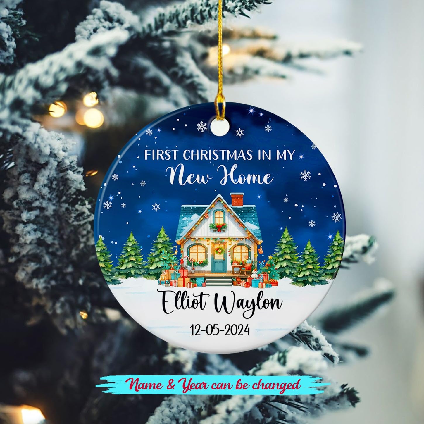 First Christmas in My New Home Personalized Ceramic Ornament Gift for Men & Women, Custom Name/Date Decor
