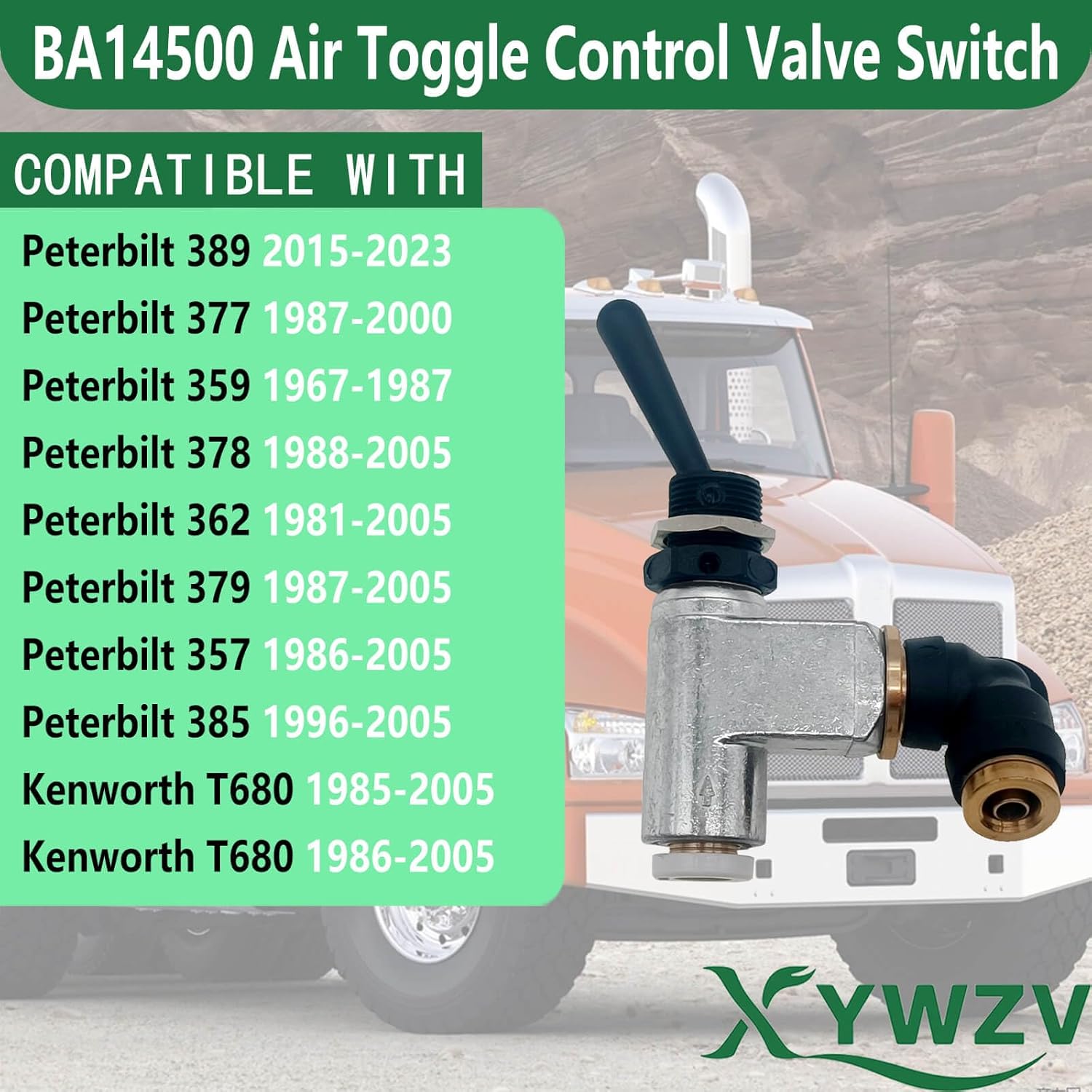 BA14500 Air Toggle Control Valve Switch for Peterbilt 379 389, Kenworth, International LT, 1/4" Self-Locking Pneumatic Quick Connect Air Switch