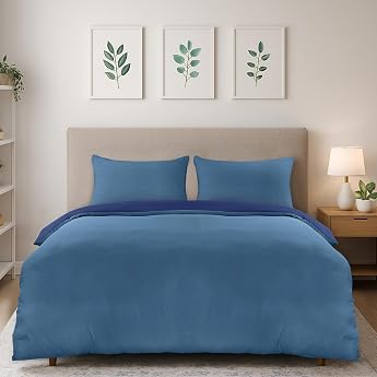 Utopia Bedding Bed Linen 200 x 200 cm + 2 Pillowcases Navy Blue/Light Blue