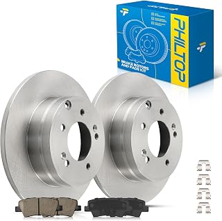 PHILTOP Rear Brake Pads and Rotors for Hyundai Sonata 2011-2014, 2.4L 2015, Kia Optima 2013, 2.4L 2015-2016, 2.0T 2014-2015, 2.0L 2017-2018, (11.18in, 284mm) Brakes and Rotors